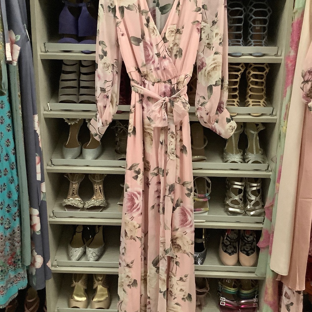 Miss Avenue Pink floral Chiffon jumpsuit